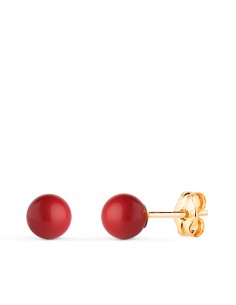 18K PENDIENTES ORO AMARILLO CORAL CON CASQUILLA. MEDIDA: 5 MM. CIERRE PRESION