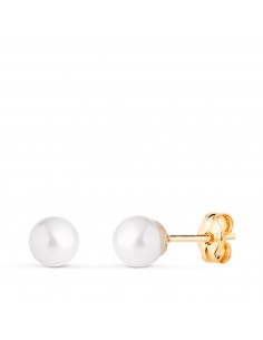 18K PENDIENTES ORO AMARILLO PERLA CON CASQUILLA. MEDIDA: 5 MM. CIERRE PRESION