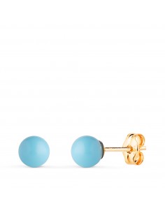 18K PENDIENTES ORO AMARILLO TURQUESA CON CASQUILLA. MEDIDA: 5 MM. CIERRE PRESION