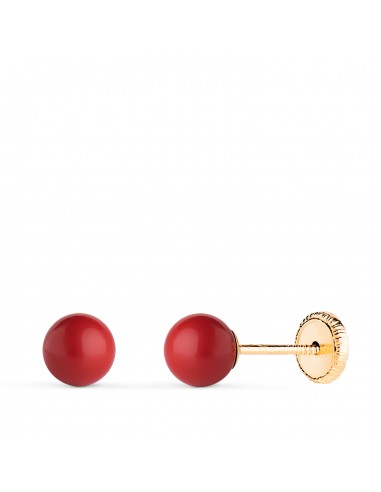 18K PENDIENTES ORO AMARILLO CORAL CON CASQUILLA. MEDIDA: 5 MM. CIERRE TUERCA