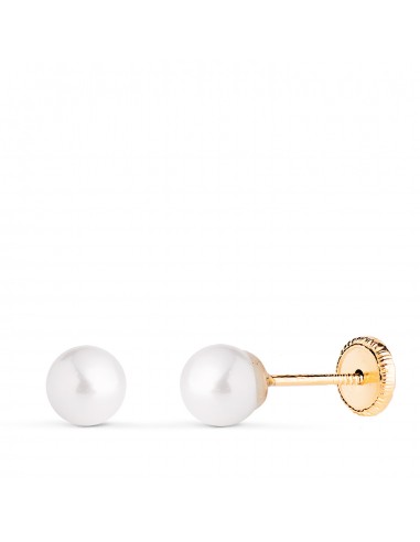 18K PENDIENTES ORO AMARILLO PERLA CON CASQUILLA. MEDIDA: 5 MM. CIERRE TUERCA