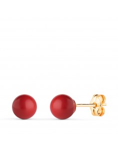 18K PENDIENTES ORO AMARILLO CORAL CON CASQUILLA. MEDIDA: 6 MM. CIERRE PRESION
