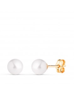 18K PENDIENTES ORO AMARILLO PERLA CON CASQUILLA. MEDIDA: 6 MM. CIERRE PRESION