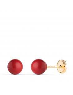 18K PENDIENTES ORO AMARILLO CORAL CON CASQUILLA. MEDIDA: 6 MM. CIERRE TUERCA