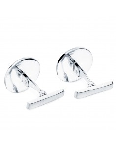 18K GEMELOS ORO BLANCO REDONDOS MATE Y BRILLO 15 MM. CIERRE RÍGIDO OSCILANTE 2