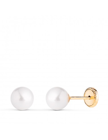 18K PENDIENTES ORO AMARILLO PERLA CON CASQUILLA. MEDIDA: 6 MM. CIERRE TUERCA