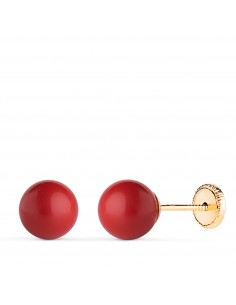 18K PENDIENTES ORO AMARILLO CORAL CON CASQUILLA. MEDIDA: 7 MM. CIERRE TUERCA