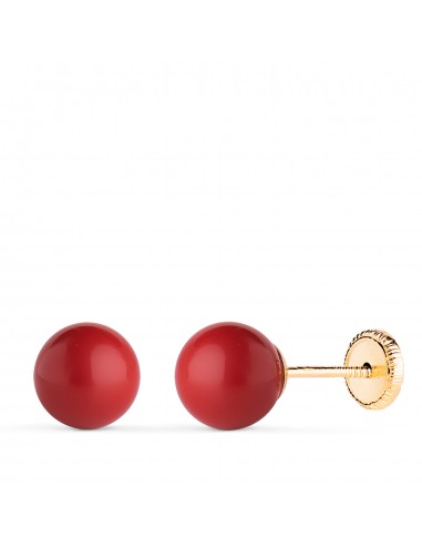 18K PENDIENTES ORO AMARILLO CORAL CON CASQUILLA. MEDIDA: 7 MM. CIERRE TUERCA