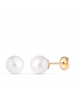 18K PENDIENTES ORO AMARILLO PERLA CON CASQUILLA. MEDIDA: 7 MM. CIERRE TUERCA
