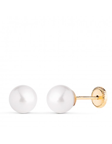 18K PENDIENTES ORO AMARILLO PERLA CON CASQUILLA. MEDIDA: 7 MM. CIERRE TUERCA