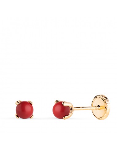 18K PENDIENTES ORO AMARILLO CORAL CON 4 GARRAS. MEDIDA: 3 MM. CIERRE TUERCA
