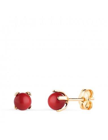 18K PENDIENTES ORO AMARILLO CORAL CON 4 GARRAS. MEDIDA: 4 MM. CIERRE PRESION