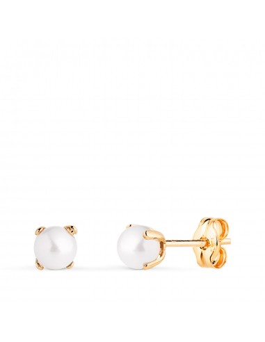 18K PENDIENTES ORO AMARILLO PERLA CON 4 GARRAS. MEDIDA: 4 MM. CIERRE PRESION