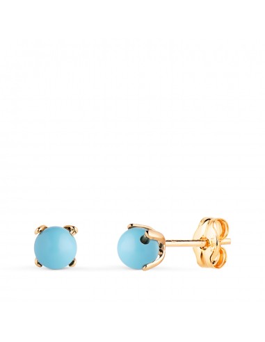 18K PENDIENTES ORO AMARILLO TURQUESA CON 4 GARRAS. MEDIDA: 4 MM. CIERRE PRESION