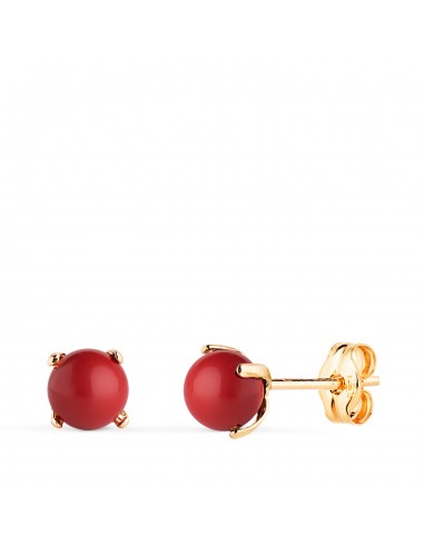 18K PENDIENTES ORO AMARILLO CORAL CON 4 GARRAS. MEDIDA: 5 MM. CIERRE PRESION