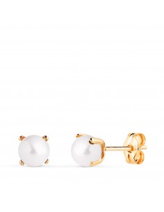 18K PENDIENTES ORO AMARILLO PERLA CON 4 GARRAS. MEDIDA: 5 MM. CIERRE PRESION