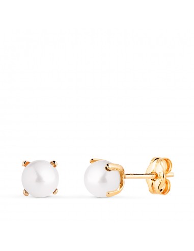 18K PENDIENTES ORO AMARILLO PERLA CON 4 GARRAS. MEDIDA: 5 MM. CIERRE PRESION