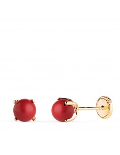18K PENDIENTES ORO AMARILLO CORAL CON 4 GARRAS. MEDIDA: 5 MM. CIERRE TUERCA