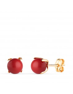 18K PENDIENTES ORO AMARILLO CORAL CON 4 GARRAS. MEDIDA: 6 MM. CIERRE PRESION