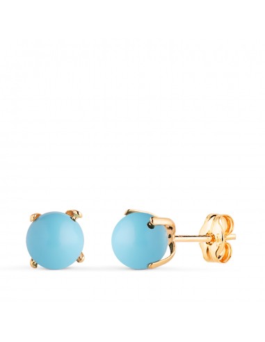 18K PENDIENTES ORO AMARILLO TURQUESA CON 4 GARRAS. MEDIDA: 6 MM. CIERRE PRESION