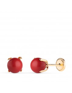 18K PENDIENTES ORO AMARILLO CORAL CON 4 GARRAS. MEDIDA: 6 MM. CIERRE TUERCA