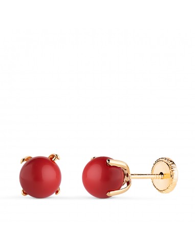 18K PENDIENTES ORO AMARILLO CORAL CON 4 GARRAS. MEDIDA: 6 MM. CIERRE TUERCA