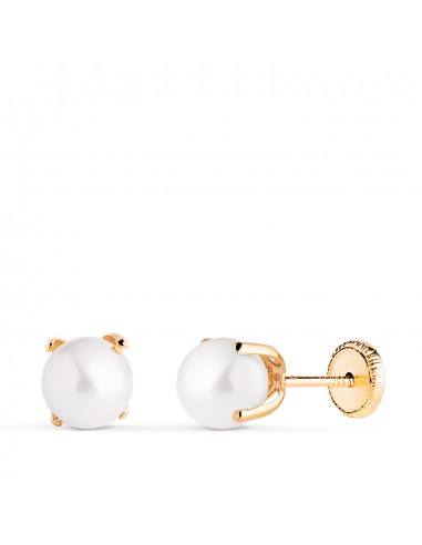 18K PENDIENTES ORO AMARILLO PERLA CON 4 GARRAS. MEDIDA: 6 MM. CIERRE TUERCA