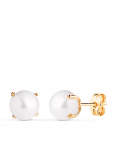 18K PENDIENTES ORO AMARILLO PERLAS CON 4 GARRAS. MEDIDA: 7 MM. CIERRE PRESION