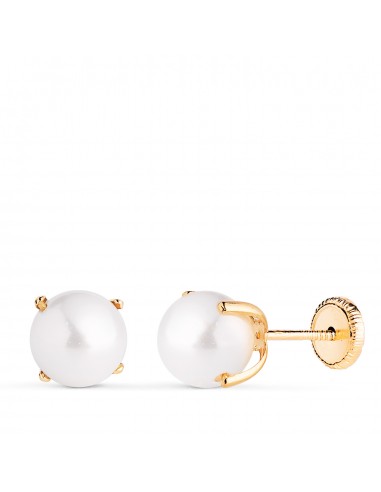 18K PENDIENTES ORO AMARILLO PERLA CON 4 GARRAS. MEDIDA: 7 MM. CIERRE TUERCA