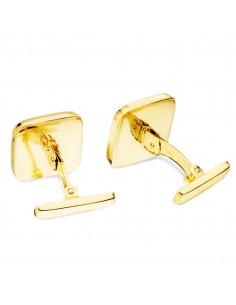 GEMELOS ORO AMARILLO CUADRADOS MATE Y BRILLO 14 X 14 MM CIERRE RÍGIDO OSCILANTE 2