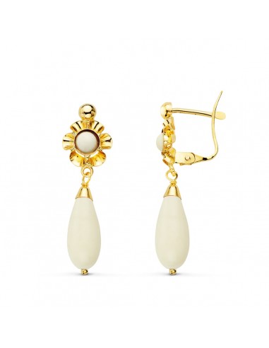 18K PENDIENTES ORO AMARILLO CUBANAS BLANCAS. 30X9 MM CIERRE CATALAN