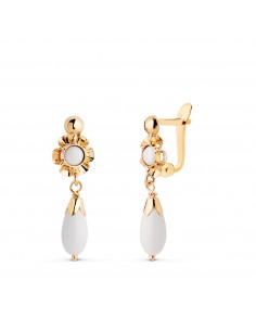 18K PENDIENTES ORO AMARILLO CUBANAS  LAGRIMA PERLA. MEDIDA: 22X7 MM. CIERRE CATALAN