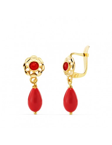 18K PENDIENTES ORO AMARILLO CUBANAS  CORALINA. 17X6 MM CIERRE CATALAN