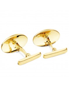 18K GEMELOS ORO AMARILLO OVAL MATE Y BRILLO 18 X 13 MM CIERRE RÍGIDO OSCILANTE 2