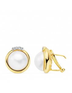 18K PENDIENTES PERLA JAPONESA 12 MM CIERRE OMEGA