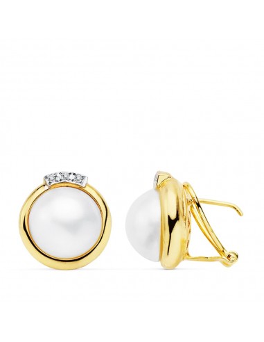 18K PENDIENTES PERLA JAPONESA 12 MM CIERRE OMEGA