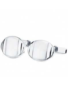 18K GEMELOS ORO BLANCO OVAL MATE Y BRILLO 18 X 13 MM. CIERRE RÍGIDO OSCILANTE