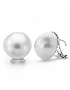 18K PENDIENTES JAPONESA ORO BLANCO 14 MM CIERRE OMEGA