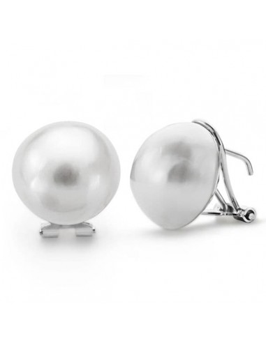 18K PENDIENTES JAPONESA ORO BLANCO 14 MM CIERRE OMEGA