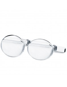 18K GEMELOS ORO BLANCO OVAL MATE BRILLO 18 X 13 MM CIERRE RÍGIDO OSCILANTE