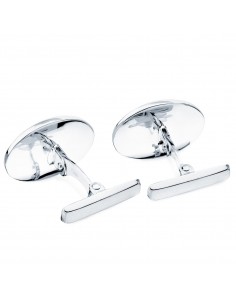 18K GEMELOS ORO BLANCO OVAL MATE BRILLO 18 X 13 MM CIERRE RÍGIDO OSCILANTE 2