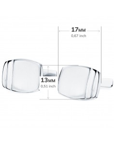 18K GEMELOS ORO BLANCO TONEL MATE Y BRILLO 17 X 13 MM. CIERRE RÍGIDO OSCILANTE. 2