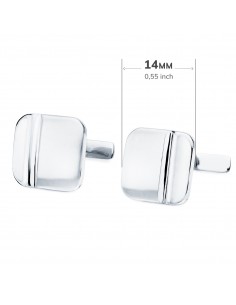 GEMELOS ORO BLANCO CUADRADOS MATE Y BRILLO 14 X 14 MM. CIERRE RÍGIDO OSCILANTE 2