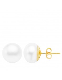 18K PENDIENTES ORO AMARILLO PERLA CULTIVADA BARROCA 11 A 12 MM CIERRE PRESION