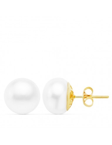 18K PENDIENTES ORO AMARILLO PERLA CULTIVADA BARROCA 11 A 12 MM CIERRE PRESION