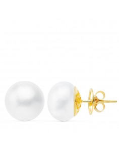 18K PENDIENTES ORO AMARILLO PERLA CULTIVADAS 12-13 MM CIERRE PRESION