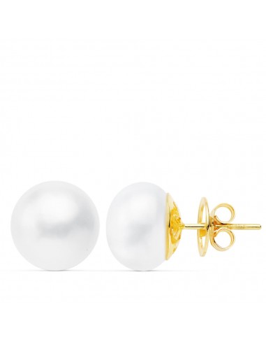 18K PENDIENTES ORO AMARILLO PERLA CULTIVADAS 12-13 MM CIERRE PRESION
