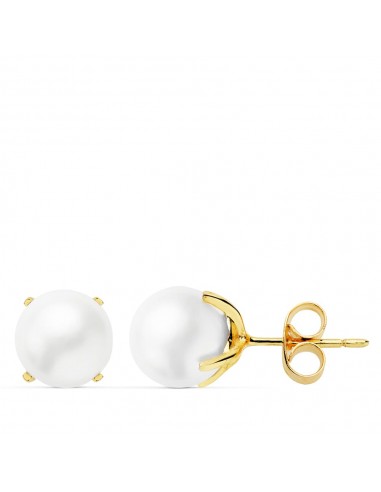 18K PENDIENTES ORO AMARILLO PERLA CULTIVADAS 7-7.5 MM CIERRE PRESION