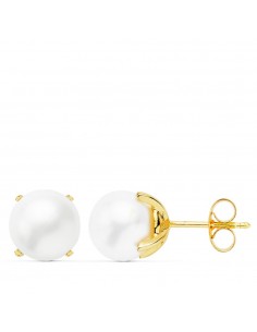 18K PENDIENTES ORO AMARILLO PERLA CULTIVADAS 8-8.5 MM CIERRE PRESION