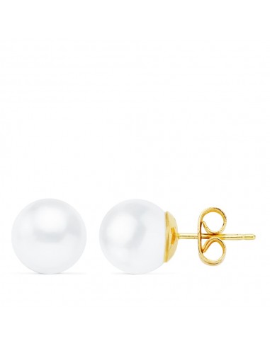 18K PENDIENTES ORO AMARILLO PERLA CULTIVADAS REDONDAS 8-8.5 MM CIERRE PRESION